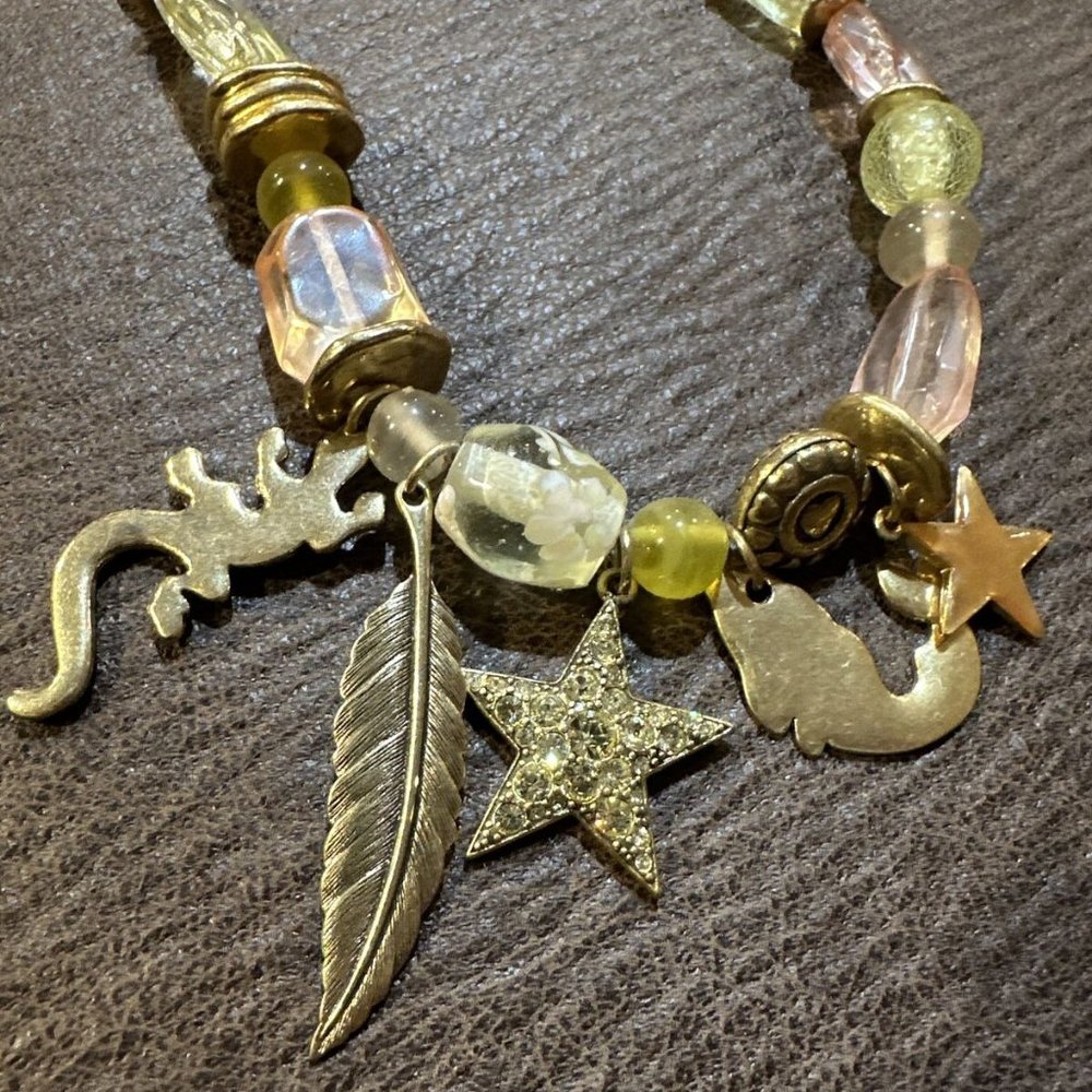 Pilgrim Lizard Leaf Star Copper Necklace